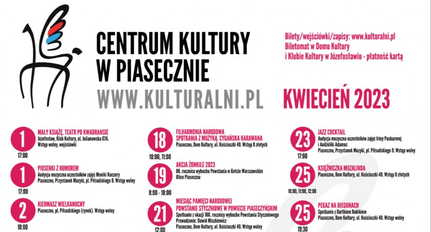 Wydarzenia kulturalne w kwiecień 2023 w Piasecznie