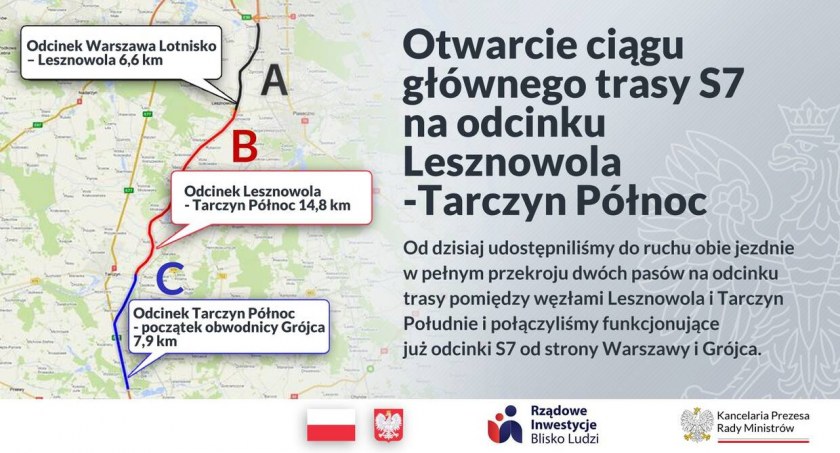 Dopuszczony został ruch na trasie S7 w kierunku Krakowa