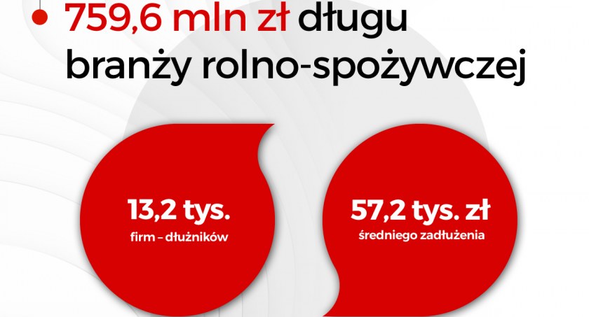 Branża rolno-spożywcza zebrała 760 mln zł długów