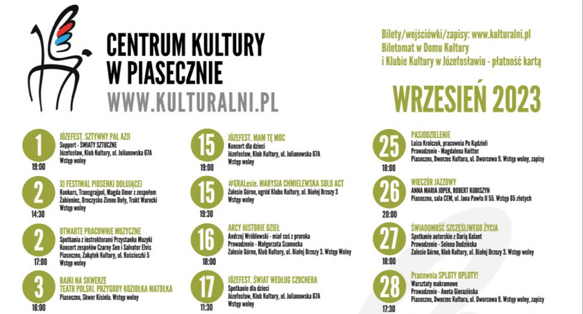 Wydarzenia kulturalne we wrześniu 2023 w Piasecznie