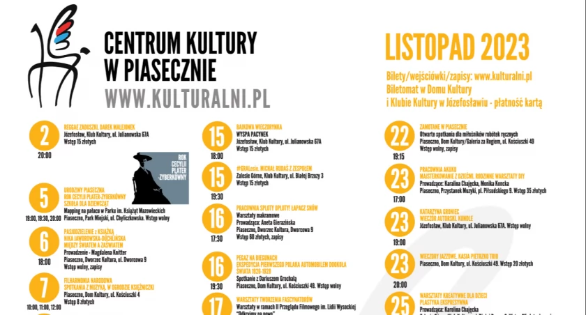 Wydarzenia kulturalne w listopadzie 2023 w Piasecznie