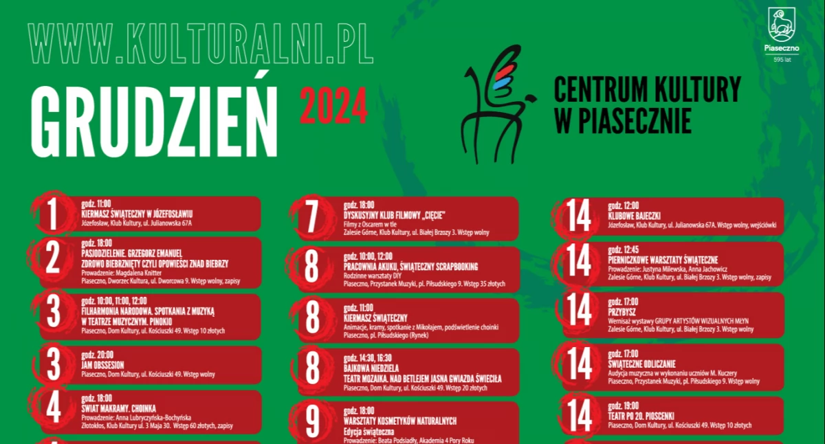 Wydarzenia kulturalne w grudniu 2024 w Piasecznie