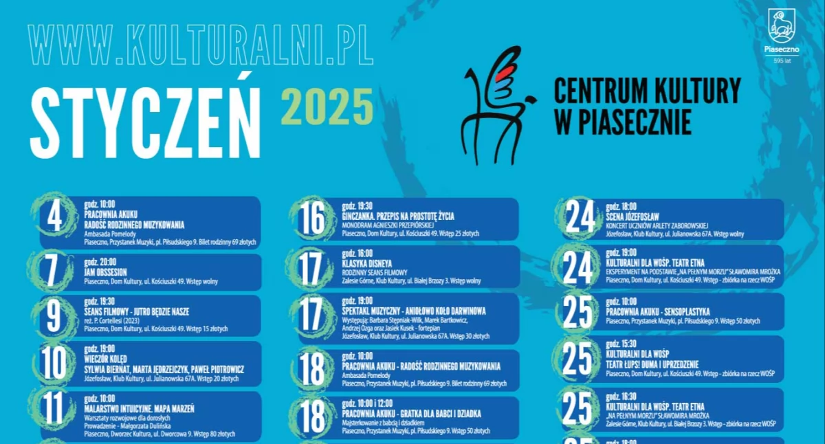 Wydarzenia kulturalne w styczniu 2025 w Piasecznie