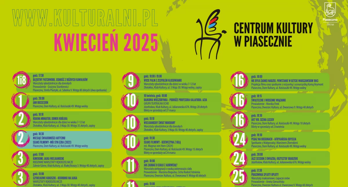 Wydarzenia kulturalne w kwietniu 2025 w Piasecznie