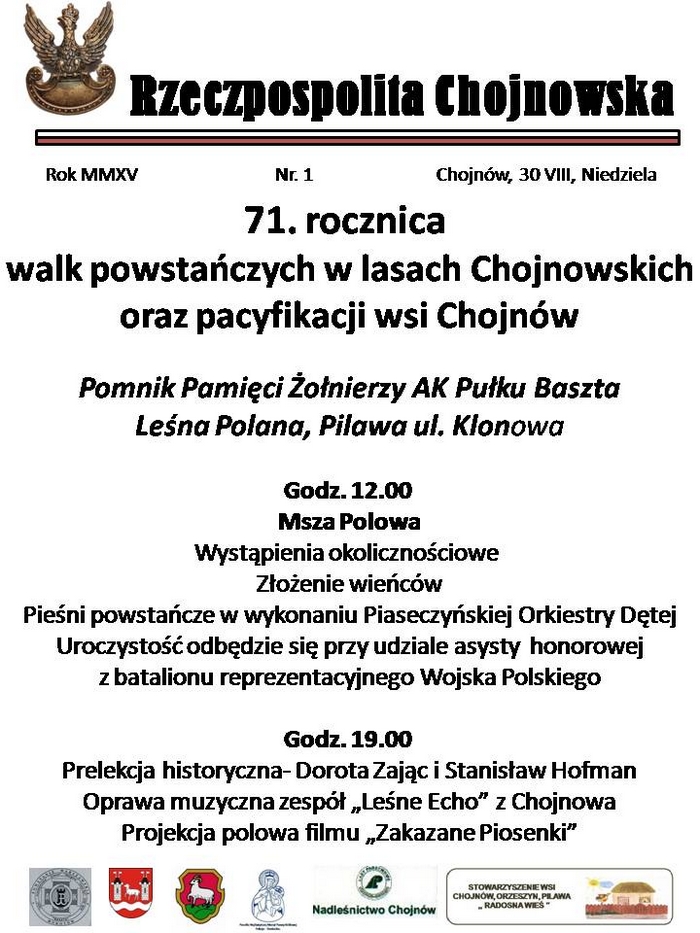 Rocznica pacyfikacji Lasów Chojnowskich
