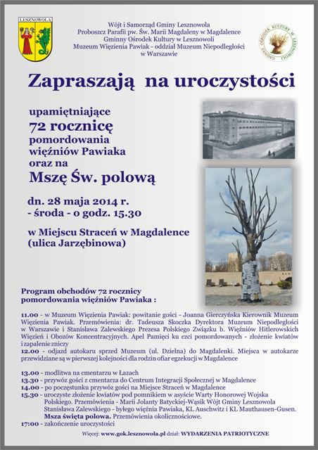 72 rocznicę  rozstrzelania więźniów Pawiaka