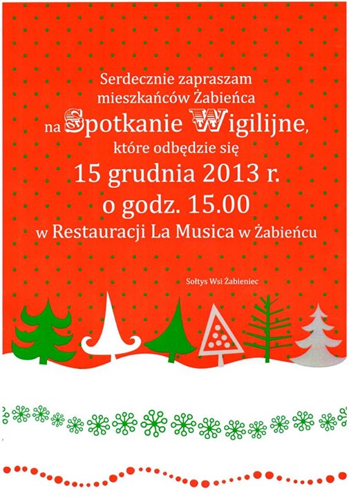 Spotkanie wigilijne w Żabieńcu