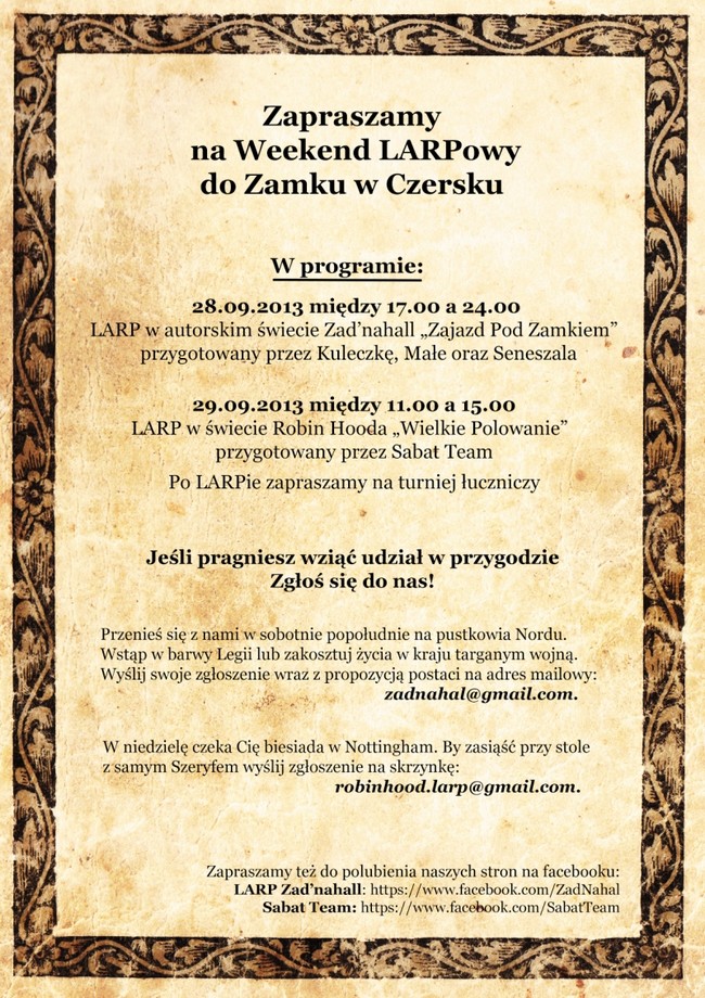 Weekend Larpowy w Czersku
