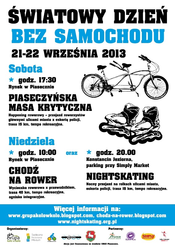 Masa krytyczna, wycieczka rowerowa, nightskating