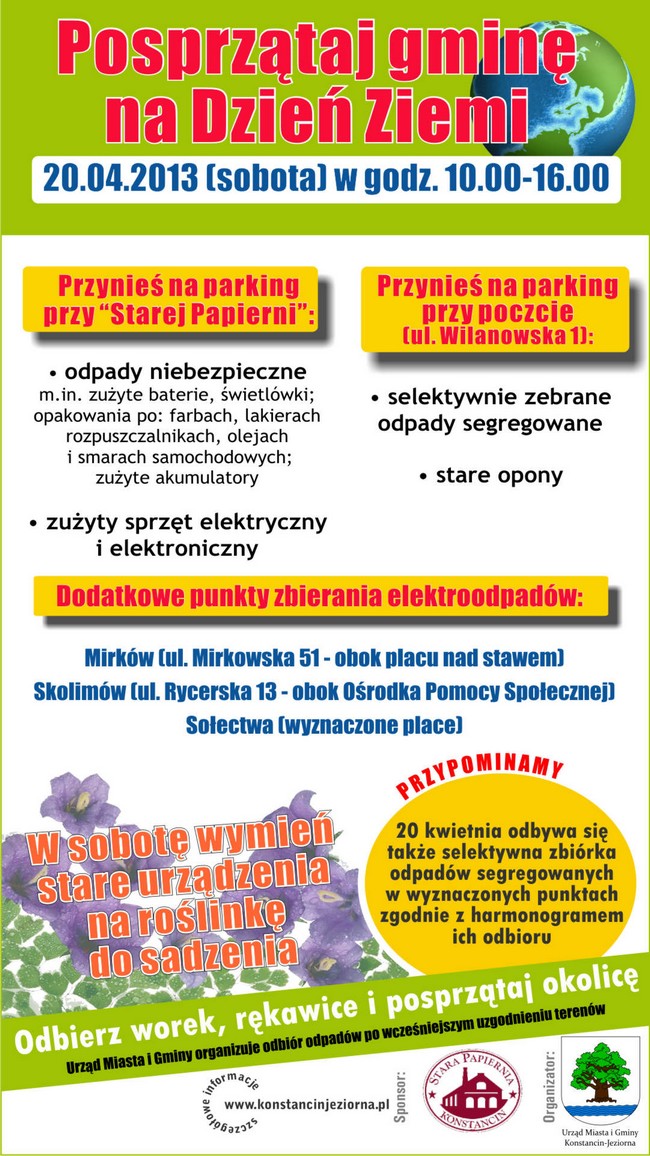 Posprzątaj gminę na Dzień Ziemi