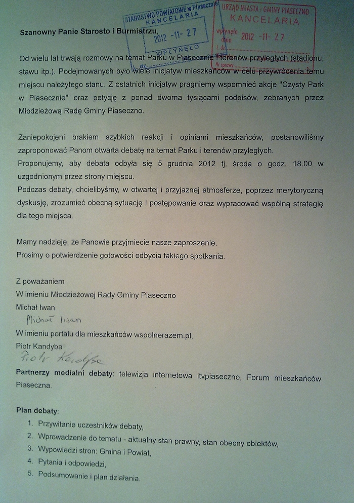 Czy odbędzie się debata w sprawie parku?