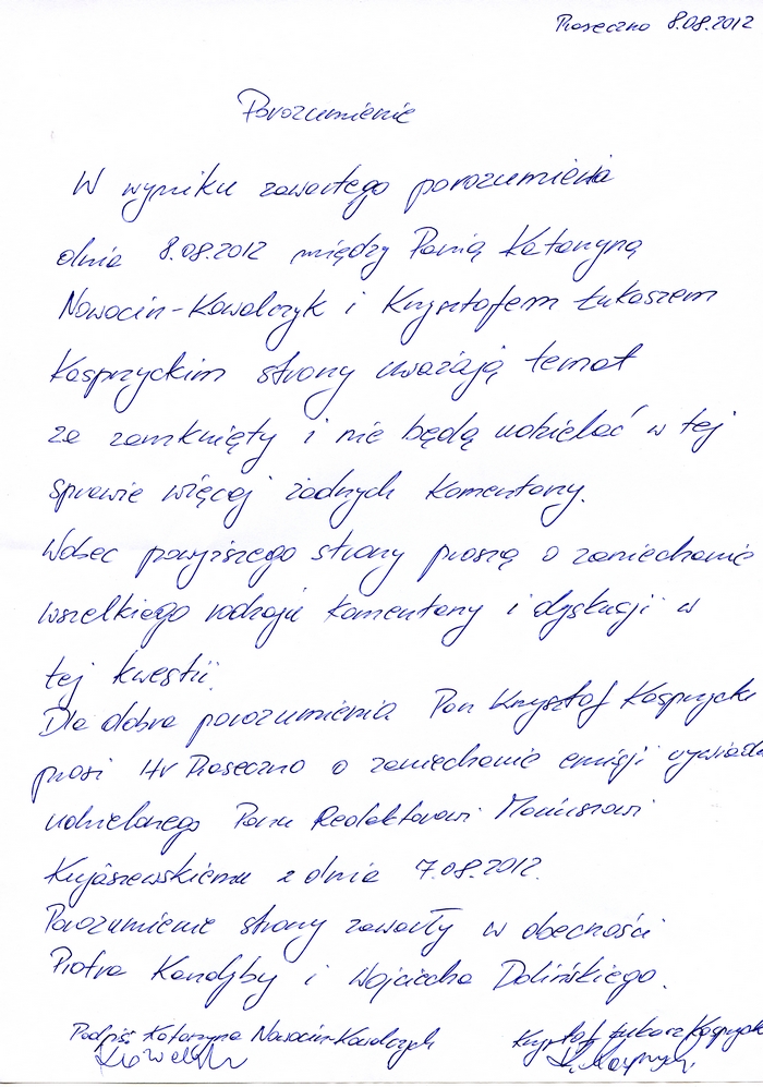 Porozumienie między Nowocin-Kowalczyk a Kasprzyckim