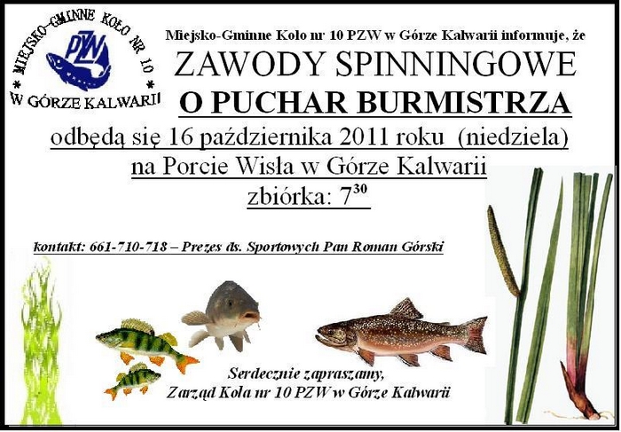 Zawody Spinningowe o Puchar Burmistrza Góry Kalwarii