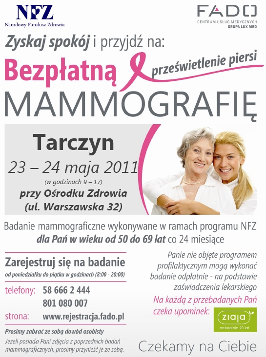 Bezpłatna mammografia w Tarczynie