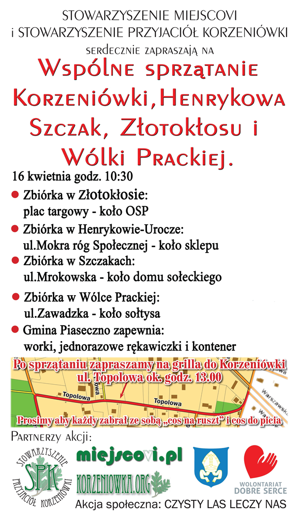 Sprzątanie Korzeniówki, Henrykowa, Szczak, Złotokłosu i Wólki Prackiej