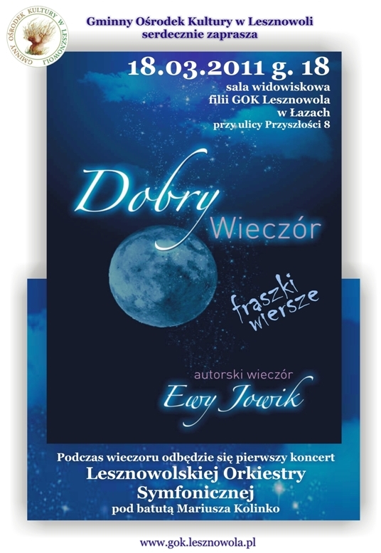  DOBRY WIECZÓR wiersze i fraszki Ewy Jowik w Łazach