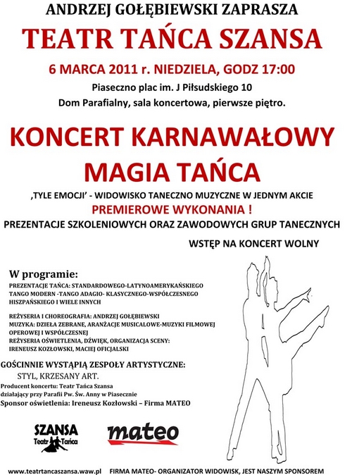Teatr Tańca Szansa zaprasza na Koncert Karnawałowy