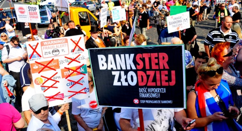 Protest frankowiczów w Warszawie