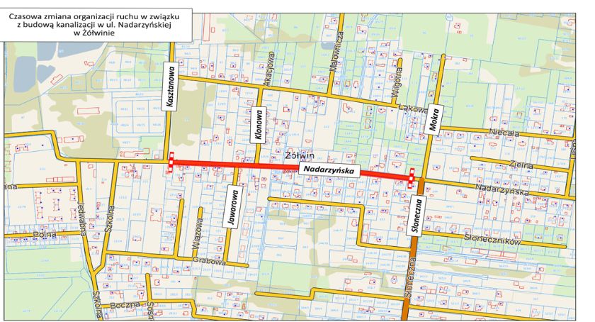 Budowa kanalizacji w Żółwinie i objazd autobusów linii B8 i B9
