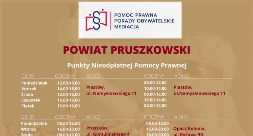 Promocja - punkty nieodpłatnej pomocy prawnej i nieodpłatnego poradnictwa obywatelskiego - Powiat Pruszkowski 