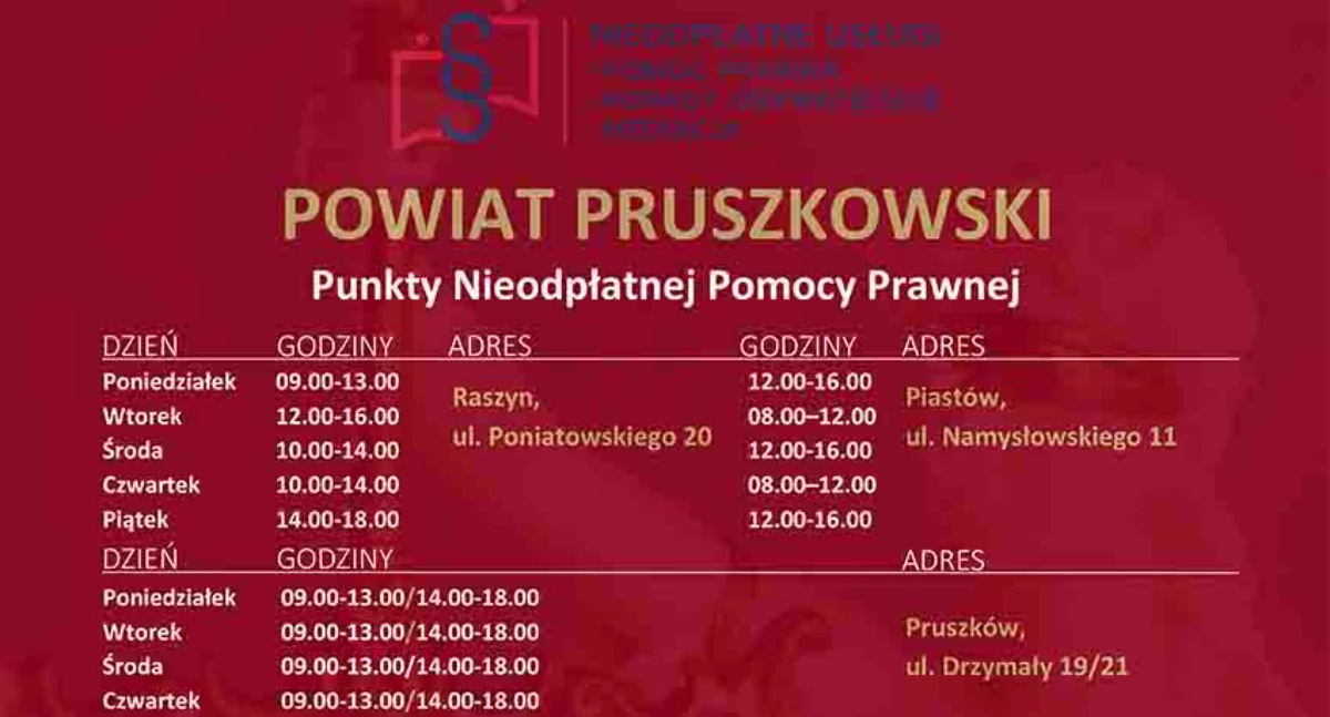 Promocja - nieodpłatna pomoc prawna i nieodpłatne poradnictwo obywatelskie - Powiat Pruszkowski
