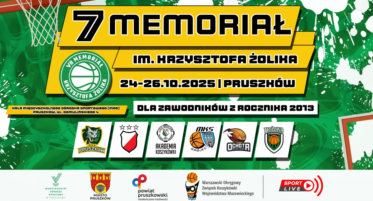 VII Memoriał Krzysztofa Żolika w koszykówce chłopców - Pruszków 24-26 października 2025 r.