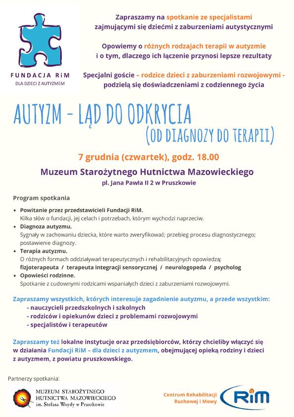 Spotkanie: Autyzm – ląd do odkrycia (od diagnozy do terapii) - w MSHM