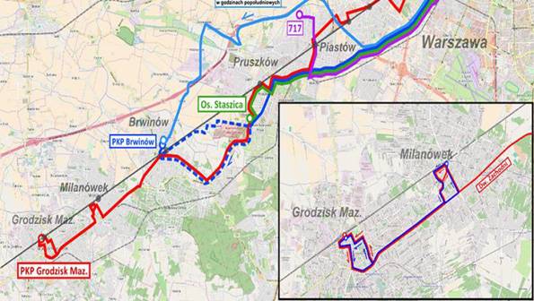 Komunikacja zastępcza na czas remontu linii kolejowej 447 Grodzisk Mazowiecki - Warszawa Włochy