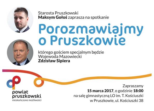 Zaproszenie na spotkanie ze Starostą Maksymem Gołosiem w środa, 15 marca o godz. 18:00