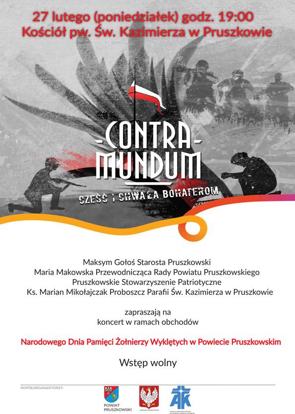 Zapraszamy na koncert zespołu Contra Mundum w ramach obchodów Narodowego Dnia Pamięci Żołnierzy Wykl