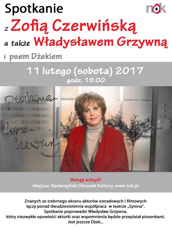 Spotkanie z Zofią Czerwińską, a także Władysławem Grzywną i psem Dżekiem w NOK