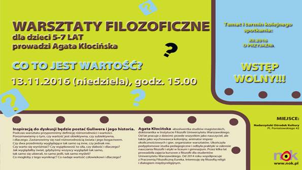 Warsztaty Filozoficzne dla dzieci (5-7 lat) w NOK-u