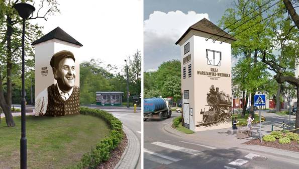 Wacław Kowalski na muralu w Brwinowie