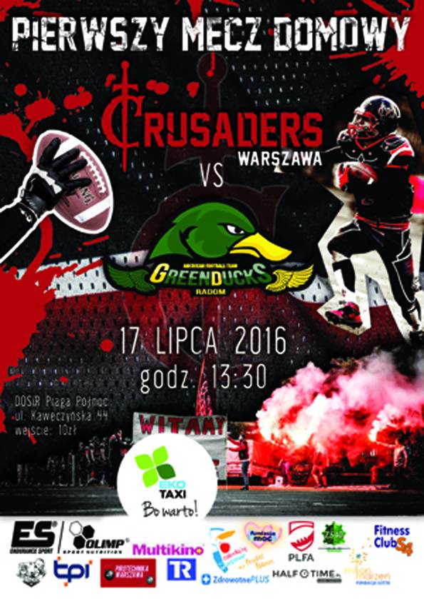 Mecz futbolu amerykańskiego w Warszawie 17.07.2016 o 13:30 ul. Kawęczyńska 44