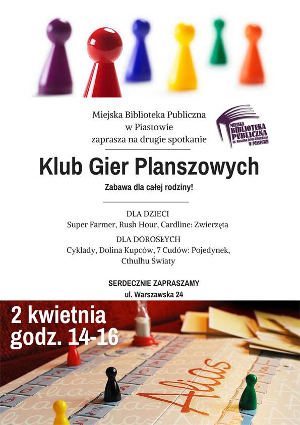Klub Gier Planszowych - zapraszamy na drugie spotkanie
