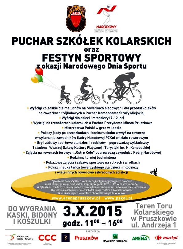 Puchar Szkółek Kolarskich oraz Festyn Sportowy na BGŻ BNP PARIBAS Arena w Pruszkowie