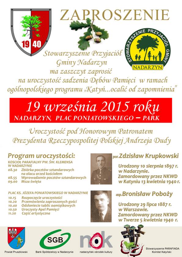 Sadzenie Dębów Pamięci w Nadarzynie