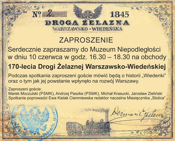 Czerwiec z „wiedenką” - 170-lecie Drogi Żelaznej Warszawsko-Wiedeńskiej