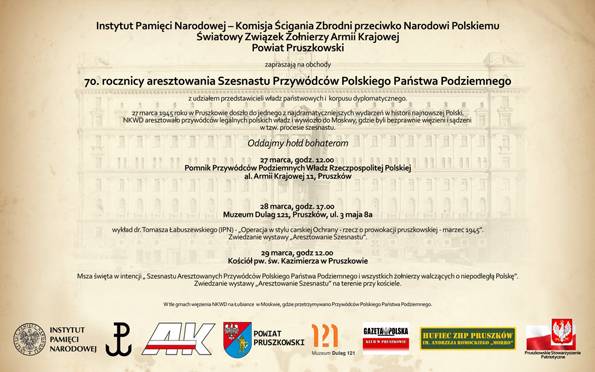 Obchody 70. rocznicy aresztowania Szesnastu Przywódców Polskiego Państwa Podziemnego