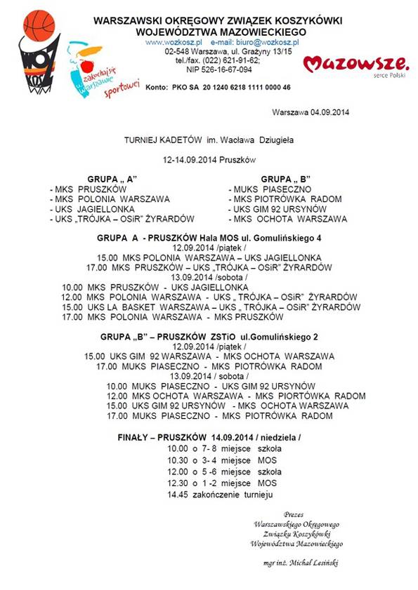 Jubileuszowy X Turniej im. Wacława Dziugieła