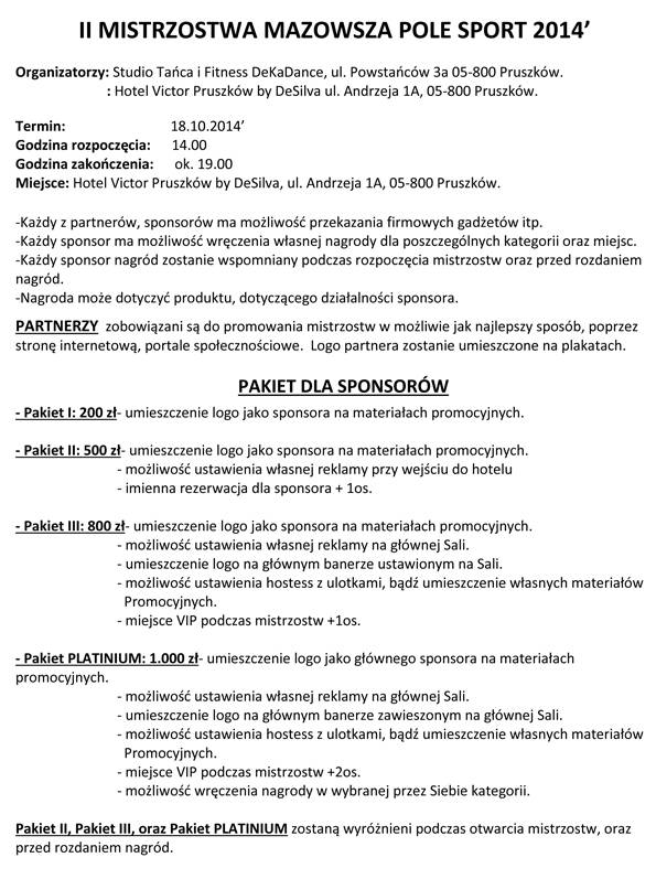 II Mistrzostwa Mazowsza Pole Sport 2014