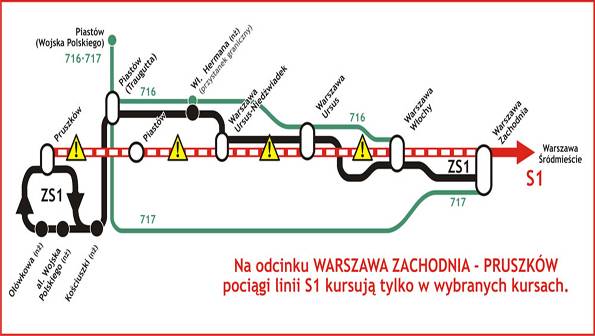 Zmiany w kursowaniu pociągów na odcinku Warszawa Włochy – Pruszków