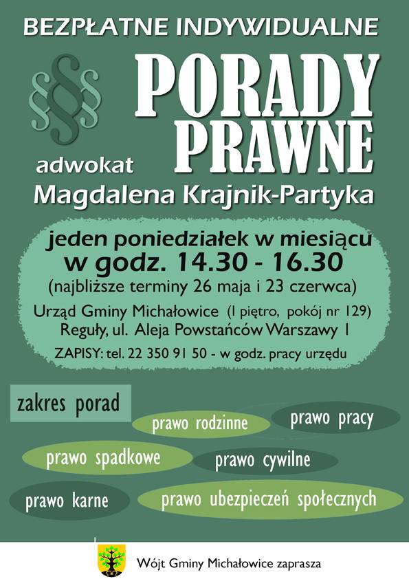  Bezpłatne porady prawne w gminie Michałowice