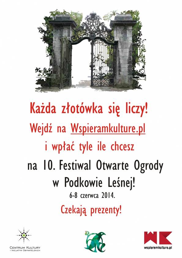 Prośba o wsparcie finansowe Festiwalu Otwarte Ogrody 2014 w Podkowie Leśnej