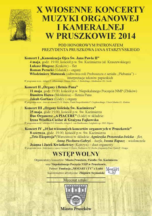 Wiosenne Koncerty Muzyki Organowej i Kameralnej w Pruszkowie
