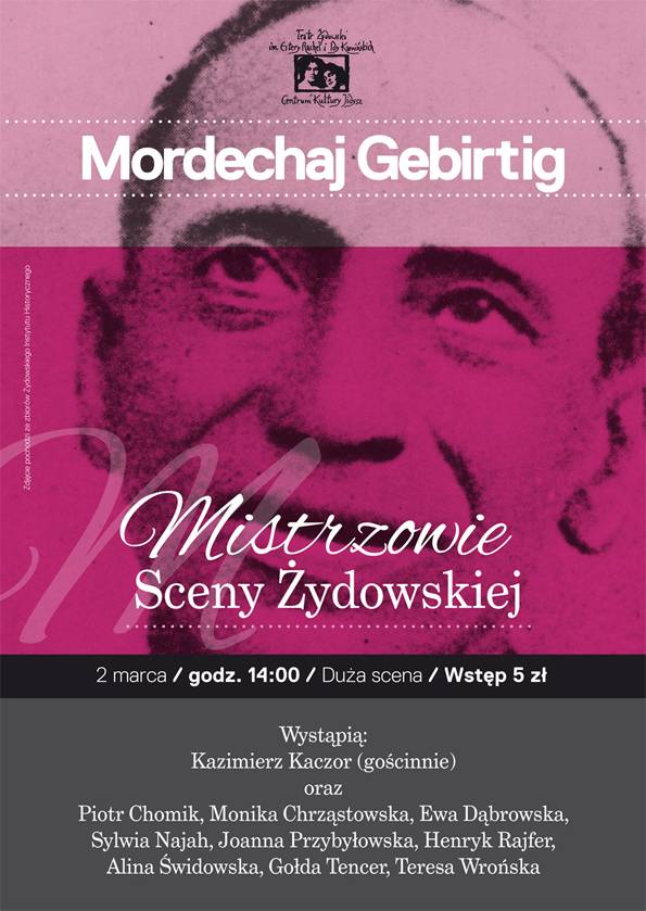 Mistrzowie sceny żydowskiej. Mordechaj Gebirtig
