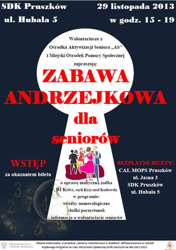 Bezpłatna zabawa andrzejkowa dla seniorów w Pruszkowie