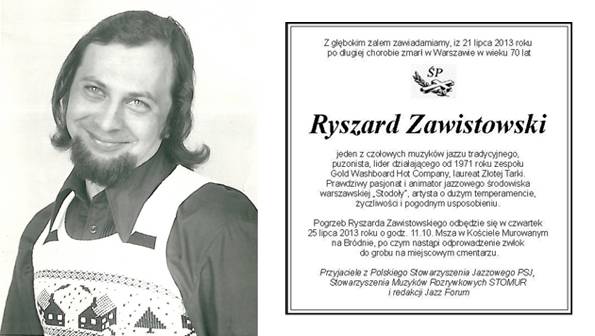 Zmarł Ryszard Zawistowski, znamienity jazzman, rodem ze Żbikowa 