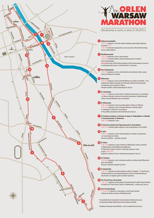 Utrudnienia w ruchu ulicznym podczas ORLEN Warsaw Marathon