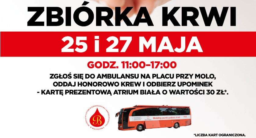 Kilka godzin będzie trwała akcja zbiórki krwi Atrium Biała. Przyjdź i pomóż innym